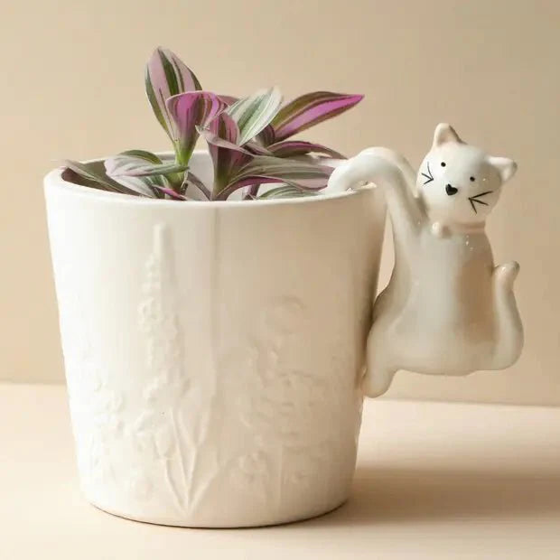 Ceramic Cat Planter Hanger-Pots & Planters-The Succulent Source