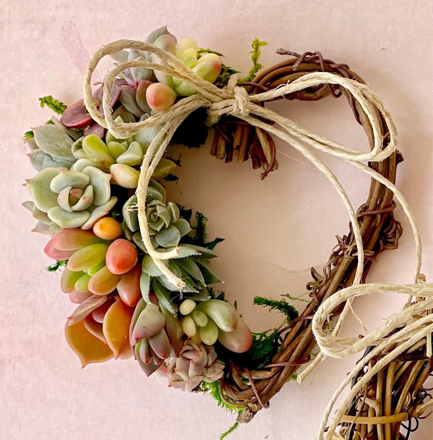 succulent heart arrangement Succulent Pixie Heart Wreath