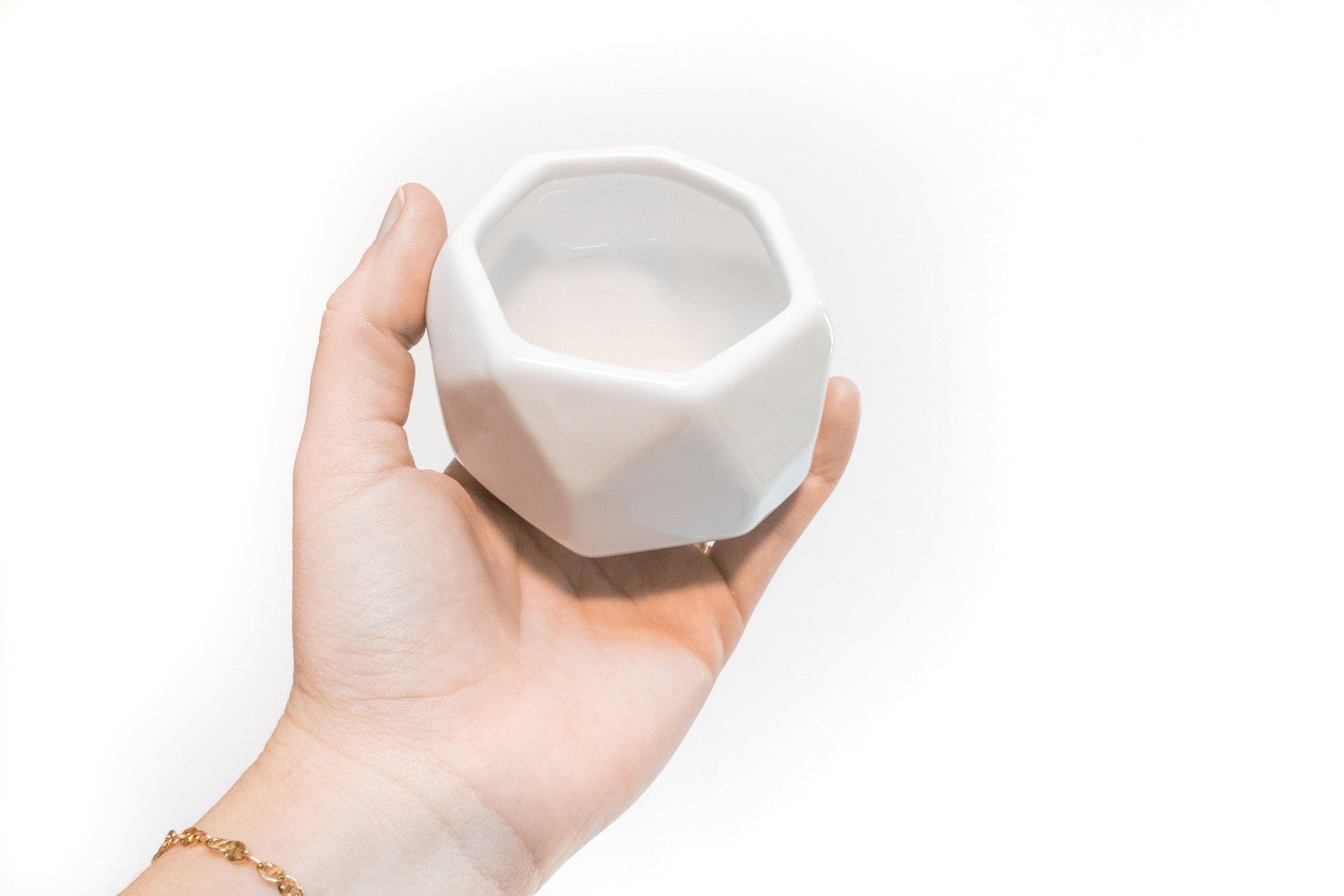 White Geometric Ceramic Container-The Succulent Source