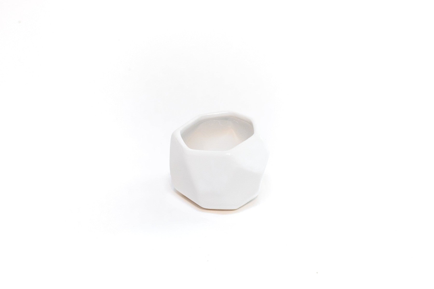 White Geometric Ceramic Container-The Succulent Source
