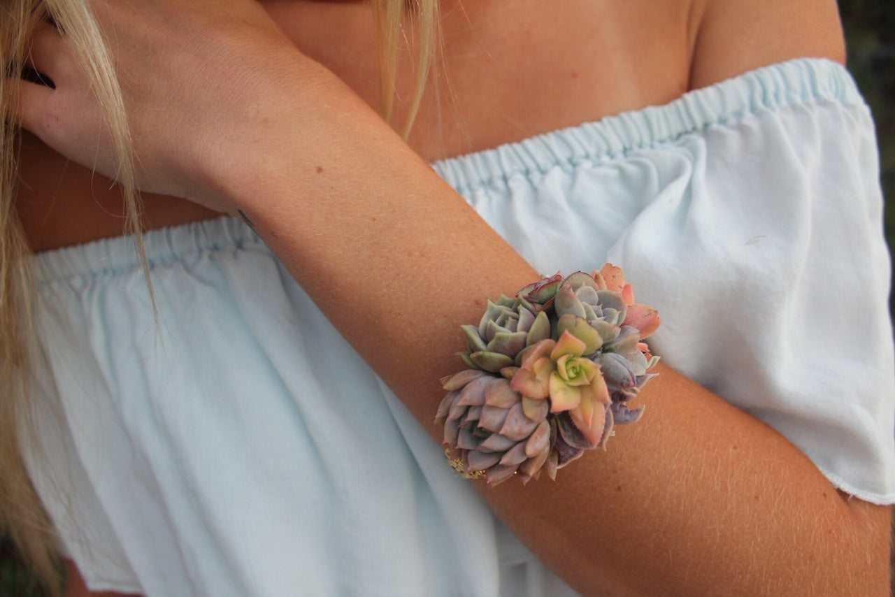 Succulent Cuff Corsage Bracelet - Live