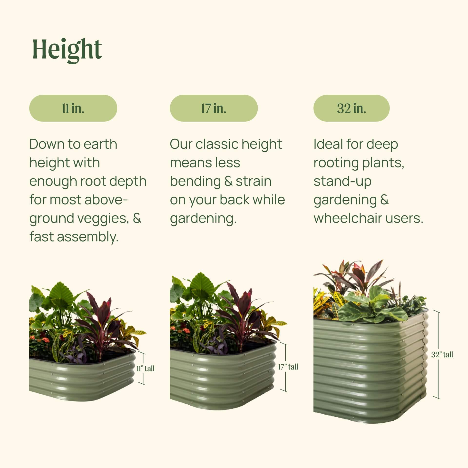 11" Tall 10 In 1 Jumbo Modular Metal Raised Garden Bed Kit-Garden beds-The Succulent Source