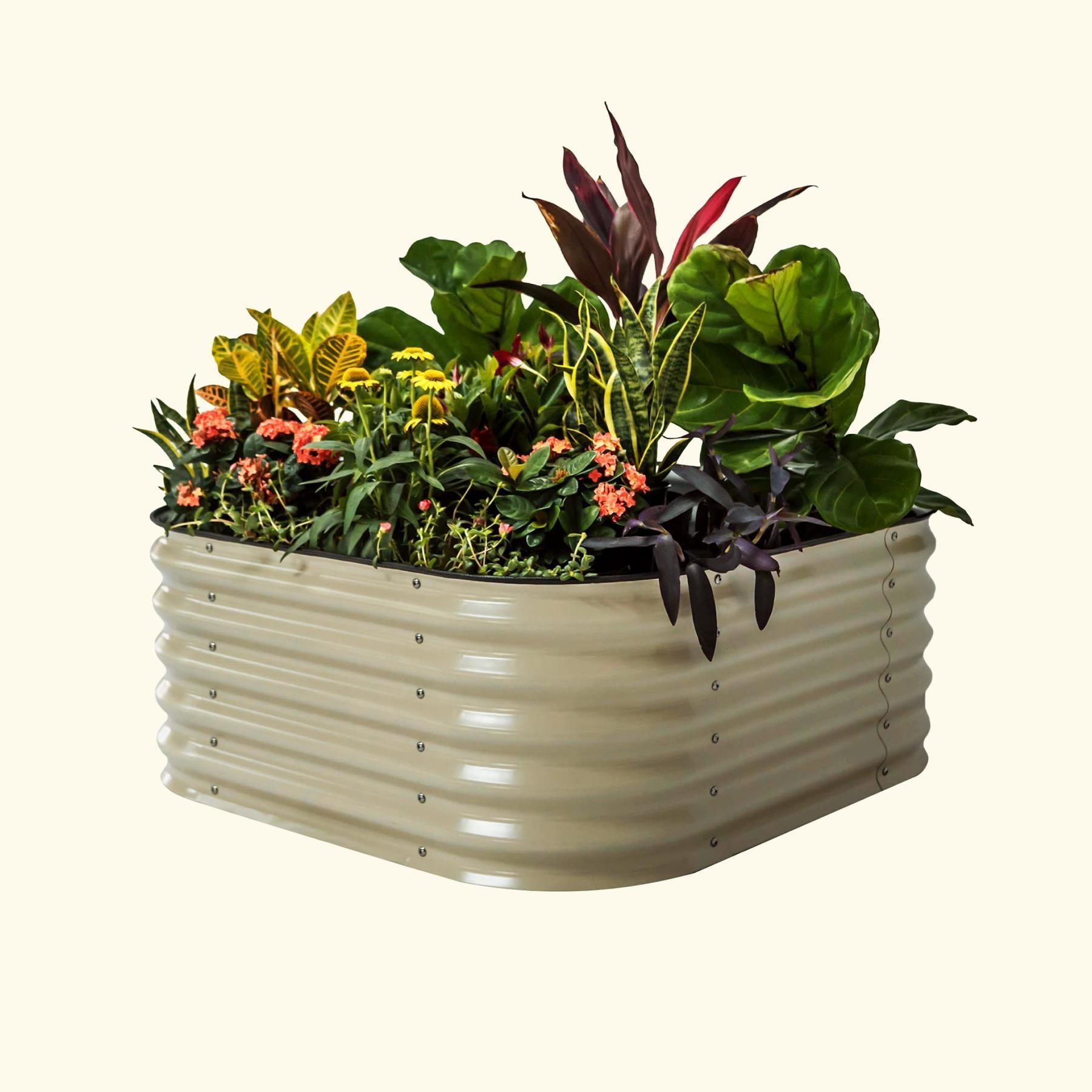 17" Tall 4 In 1 Small Modular Metal Raised Garden Bed Kit-Garden beds-The Succulent Source