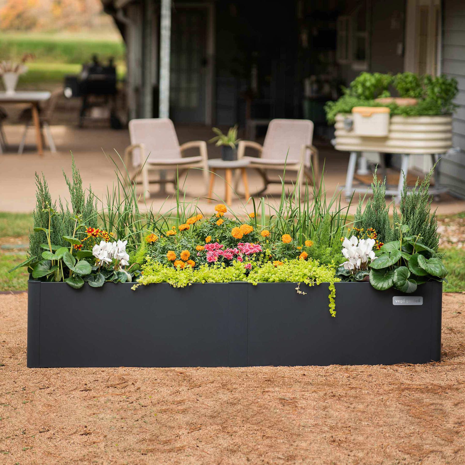 17" Tall Modern 27" x 53" Metal Raised Garden Bed-Garden beds-The Succulent Source