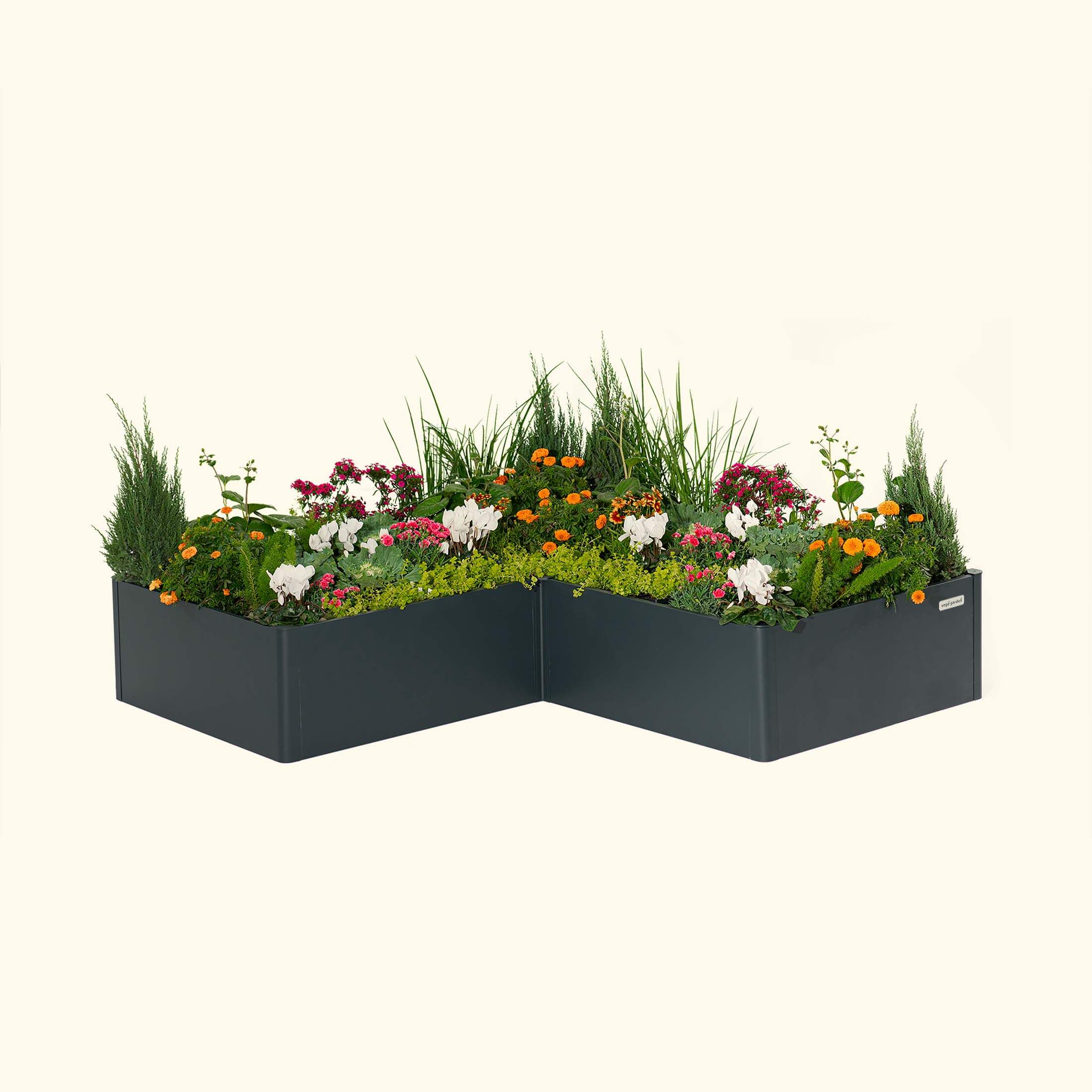 17" Tall Modern 83" x 83" L Shape Metal Raised Garden Bed-Garden beds-The Succulent Source