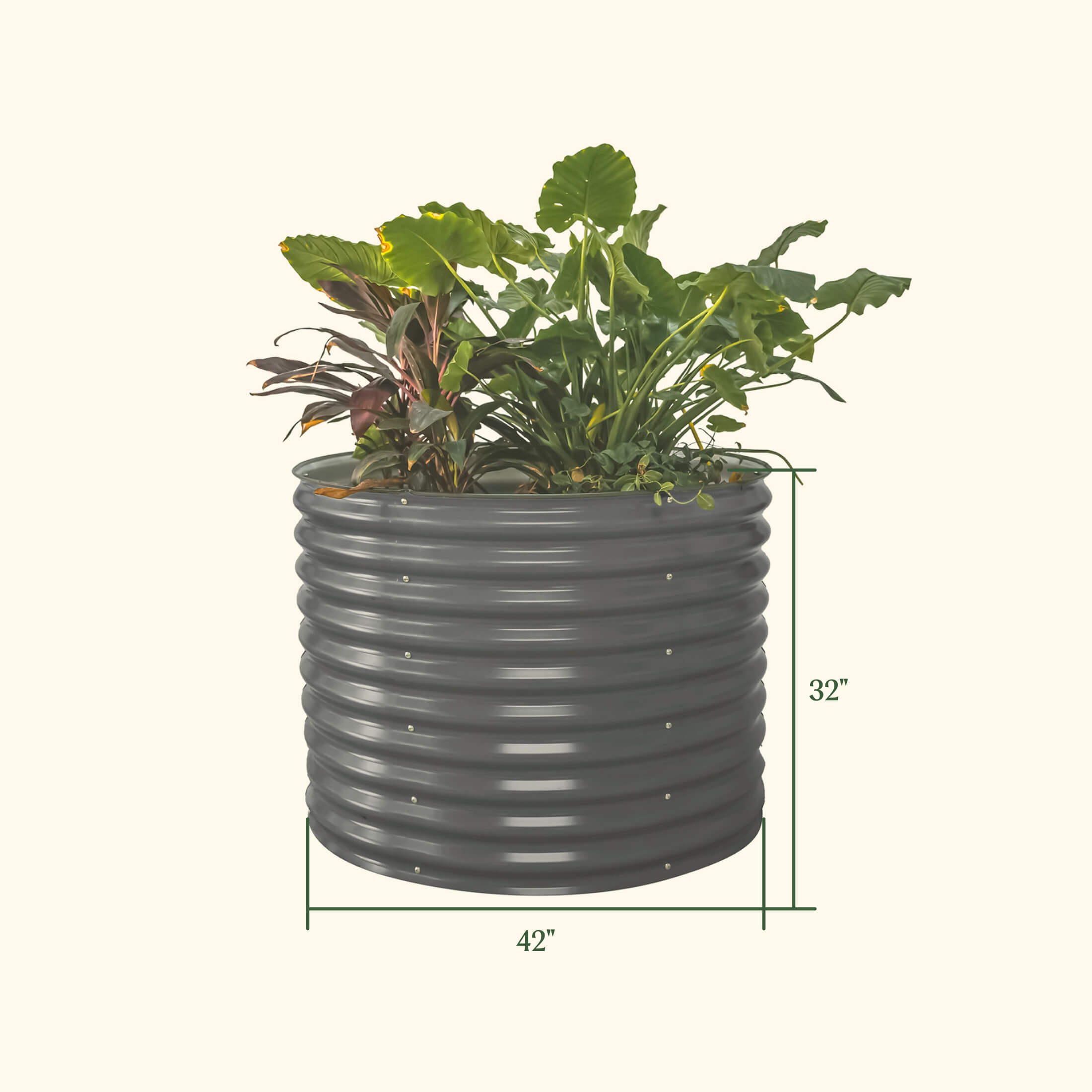 32" Extra Tall 42" Wide Round Metal Raised Garden Bed Kit-Garden beds-The Succulent Source