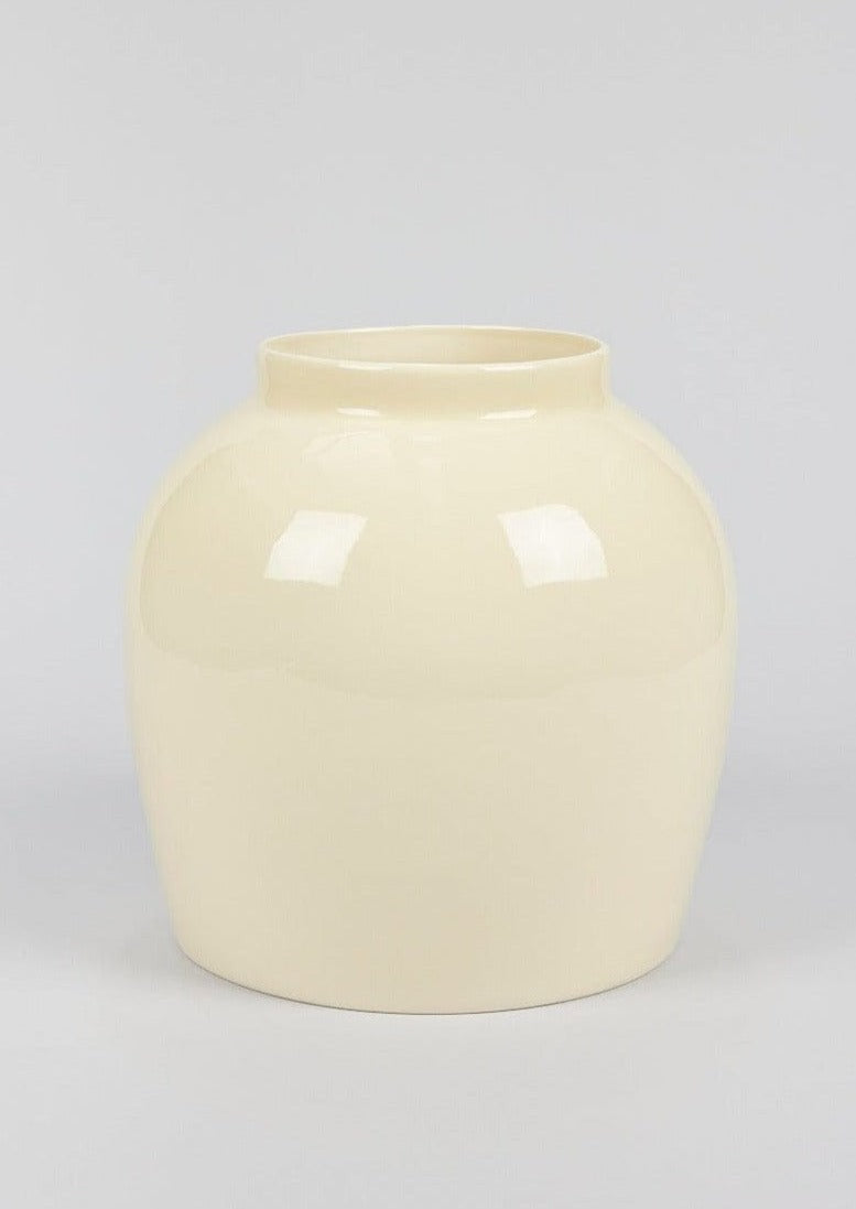 Afloral Large Tabletop Cream Glossy Ceramic Vase - 10.5"-Vases-The Succulent Source