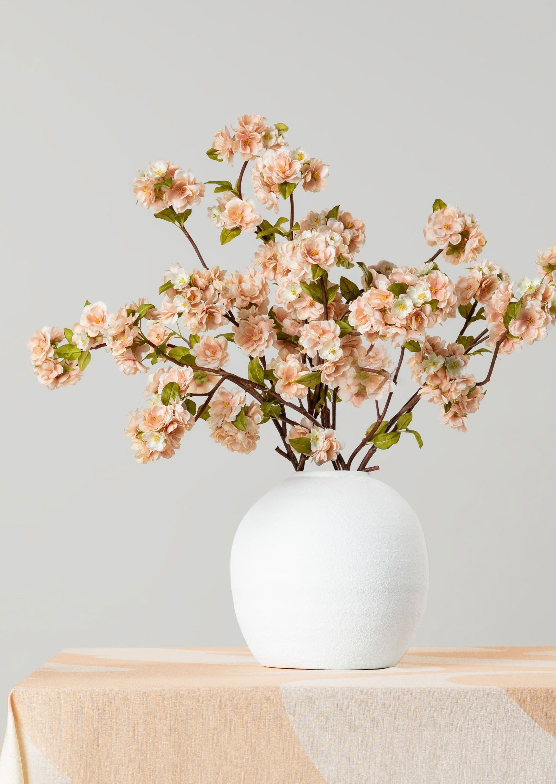 Cream Linen Faux Peach Blossom Branch - 41"-Blooming Flowers-The Succulent Source