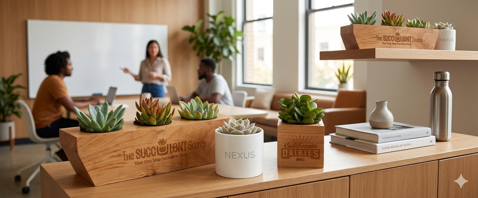 Etched Wood Planter Box-Succulent - Corporate-The Succulent Source