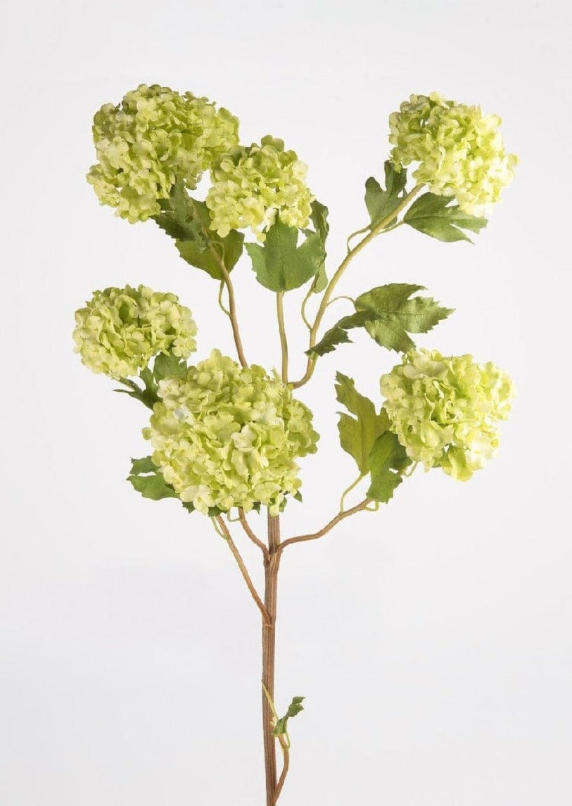 Faux Flowers Snowball Flower Stem in Green - 43.5"-Blooming Flowers-The Succulent Source