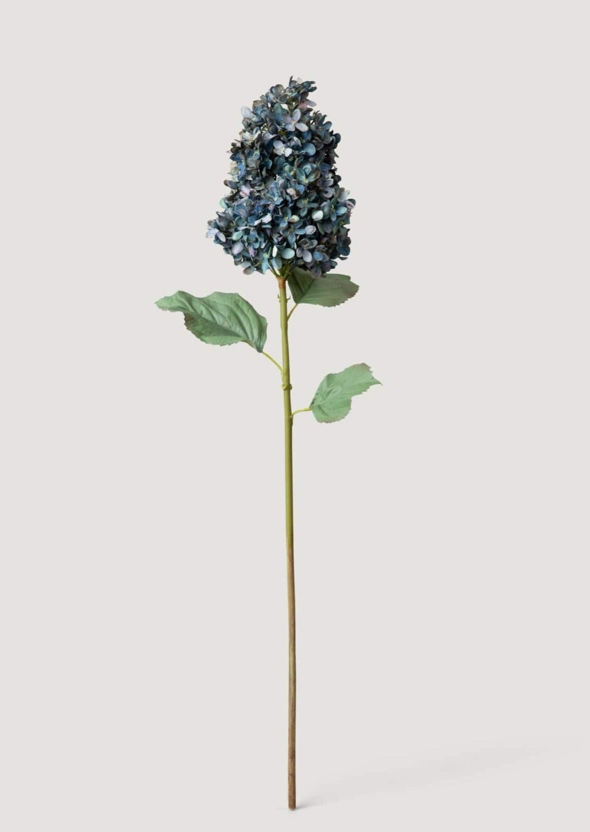 Large Dried Look Fake Flowers Cone Hydrangea in Vintage Dark Blue - 35" x 10" Bloom-Blooming Flowers-The Succulent Source