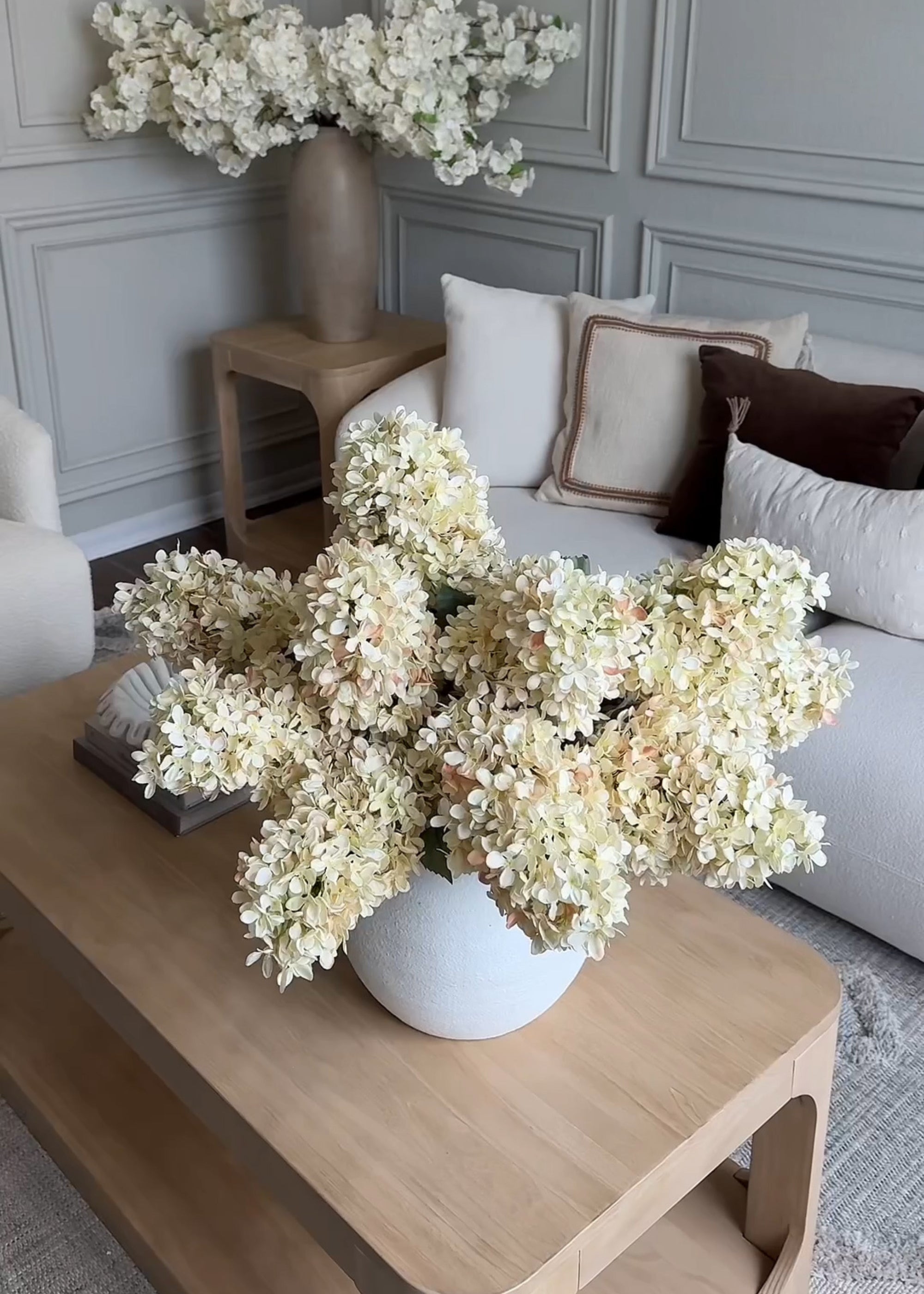 Large Faux Dried Cone Hydrangea in Parchment-Blooming Flowers-The Succulent Source