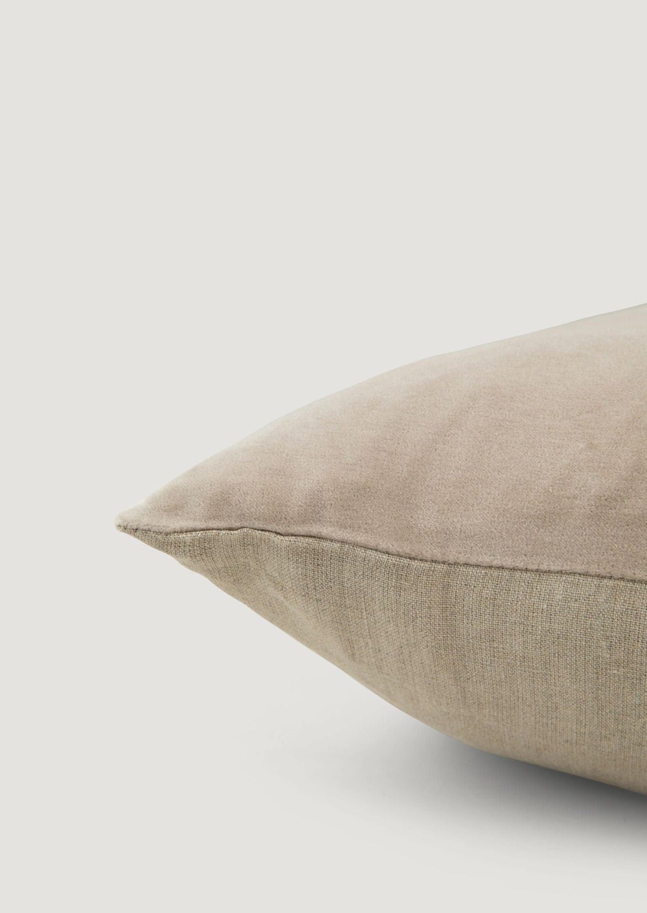 Light Grey Linen and Velvet Square Pillow Cushion-Decorations-The Succulent Source