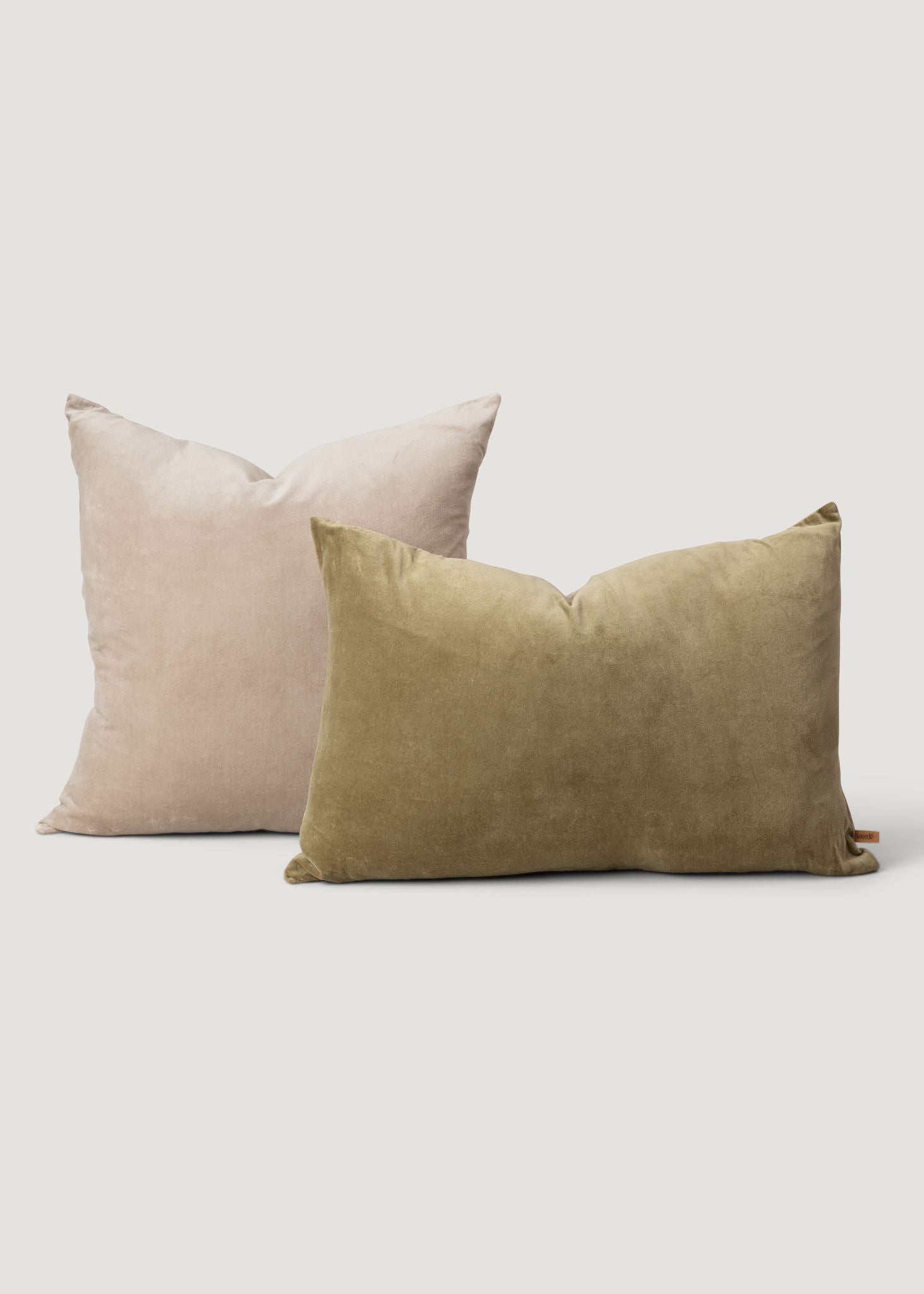 Light Grey Linen and Velvet Square Pillow Cushion-Decorations-The Succulent Source