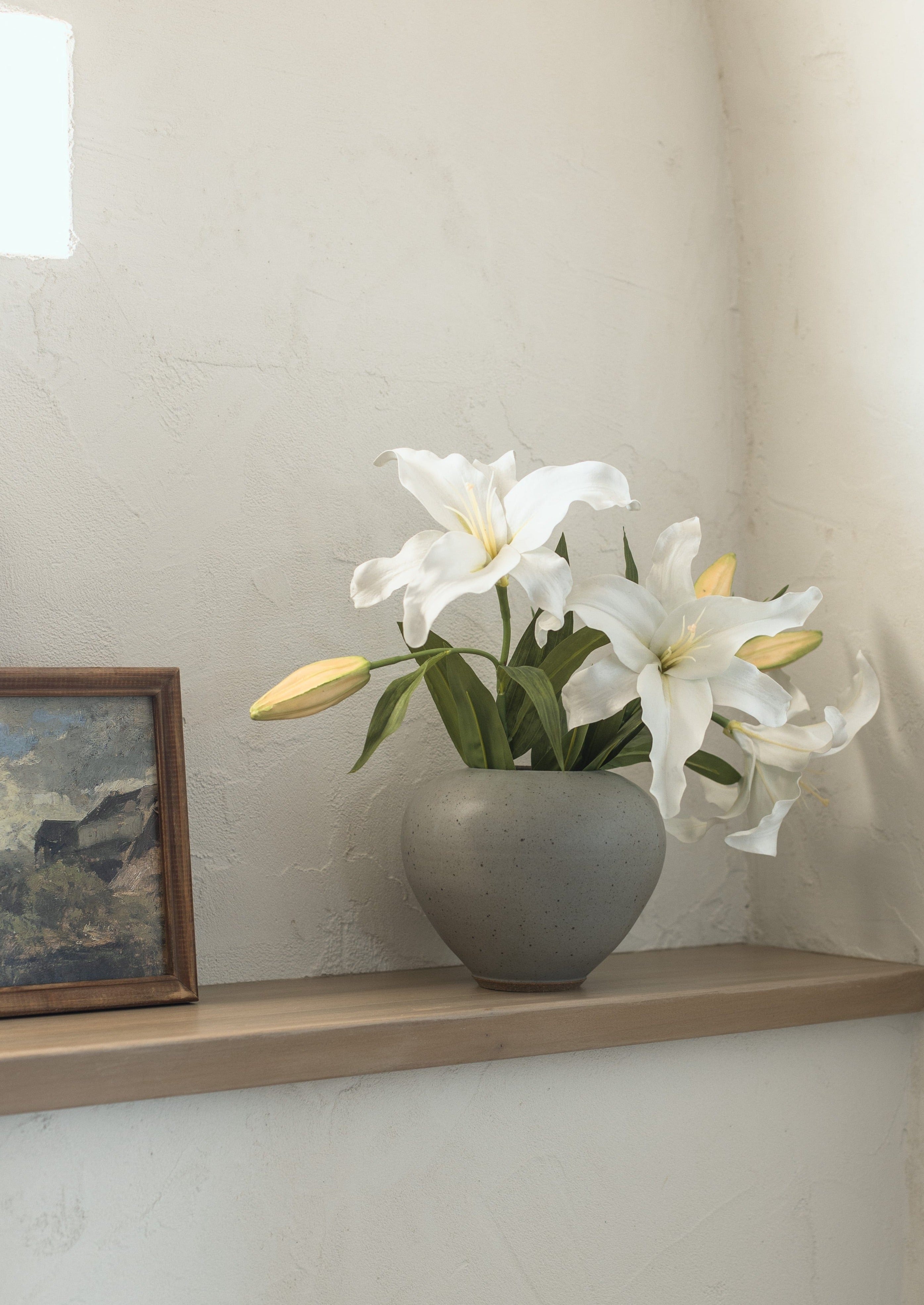 Natural Touch Faux Casablanca Lily Flower in White - 27"-Blooming Flowers-The Succulent Source