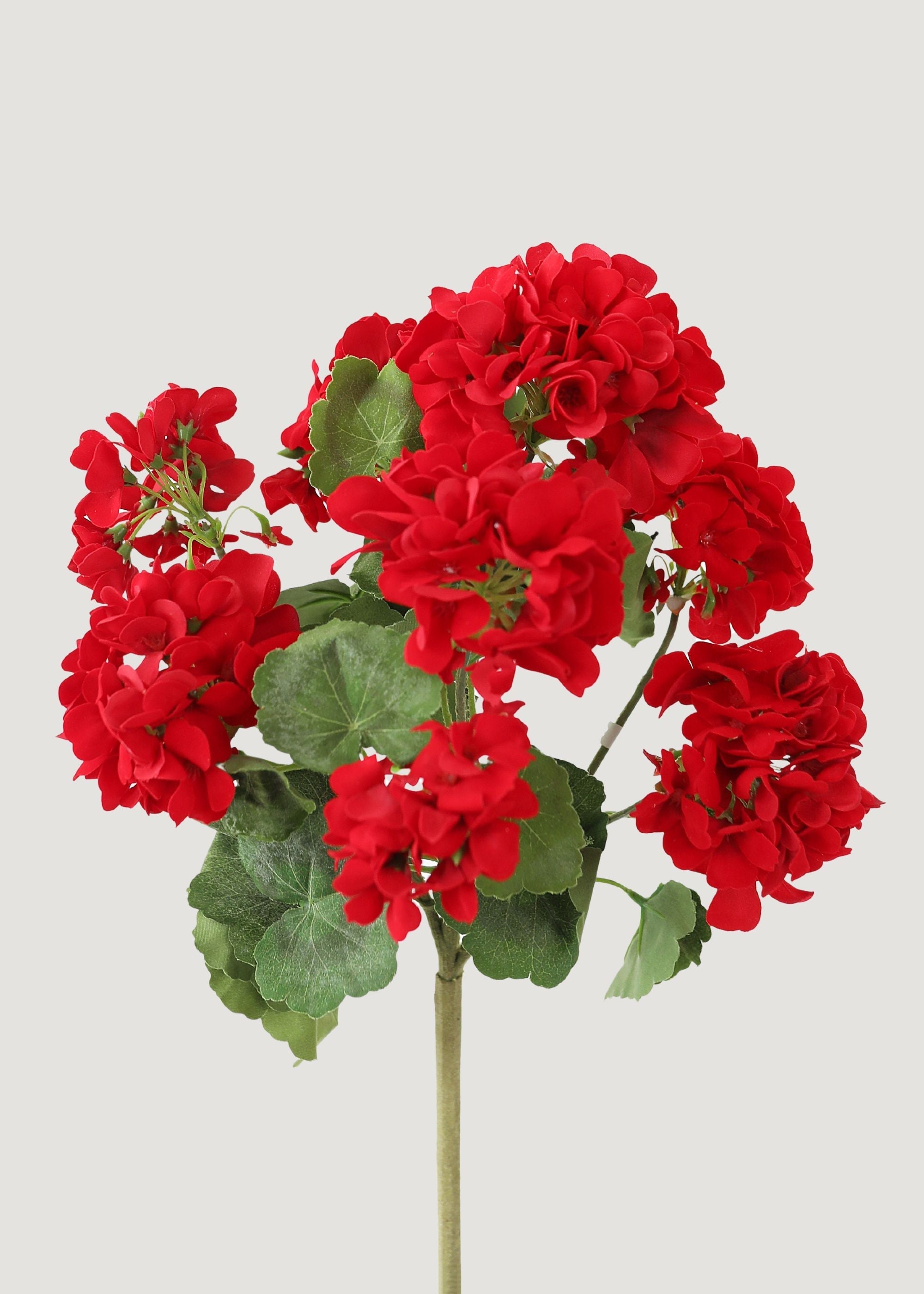 Outdoor Fake Flowers | Water Resistant Outdoor Red Geranium Bush - 18"-Blooming Flowers-The Succulent Source