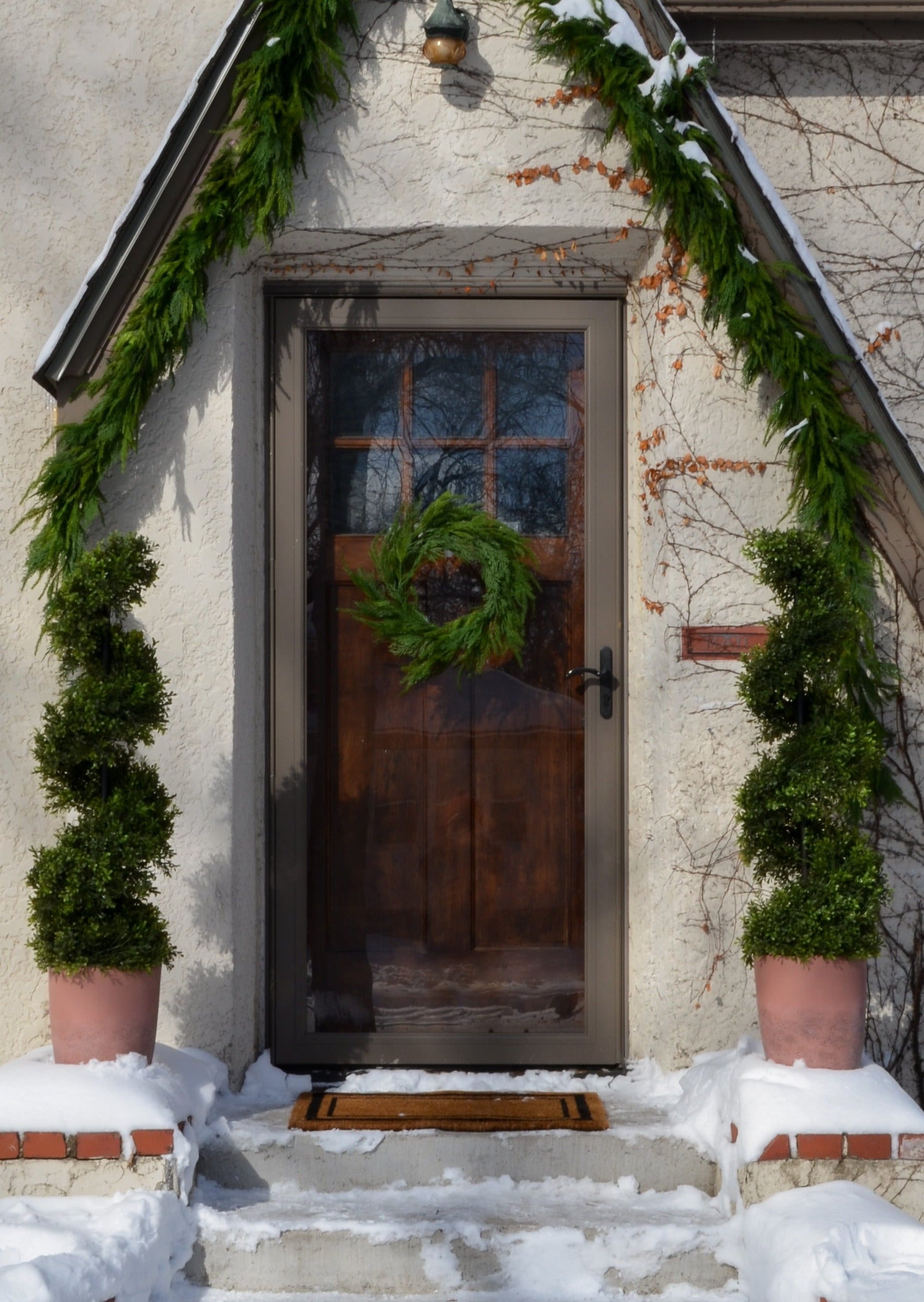 SALE - UV Treated Faux Indoor/Covered Outdoor Cedar Wreath - 24"-Everyday Plants-The Succulent Source