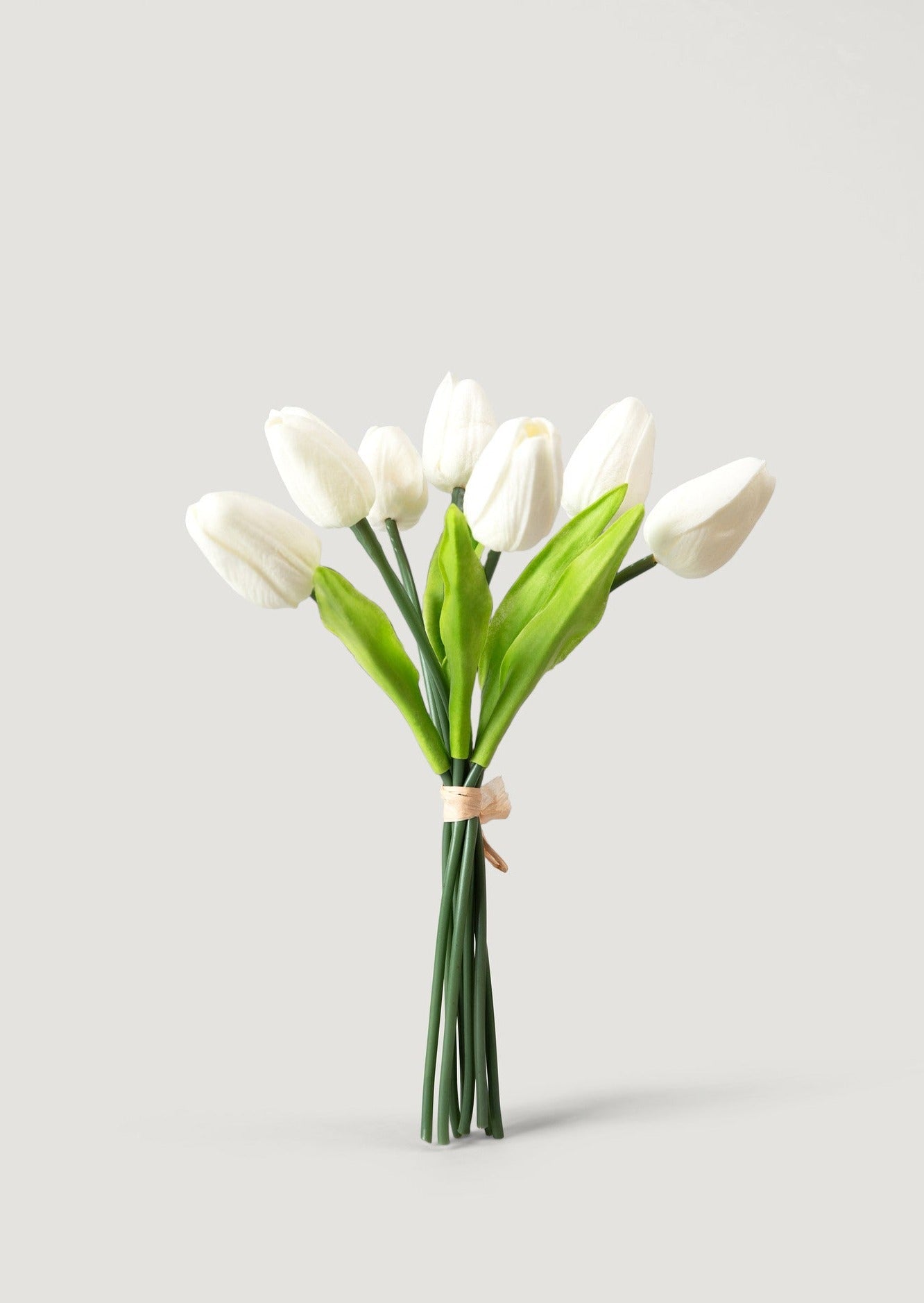 Small White Real Touch Tulip Flower Bundle of 8 - 10"-Blooming Flowers-The Succulent Source